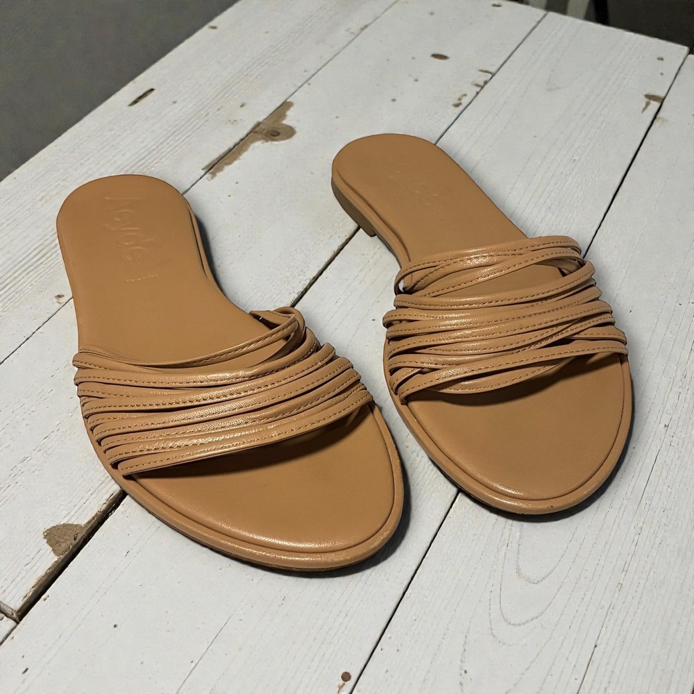 Aeyde Noa Leather Multi-Strap Slide‎ Sandals Womens 38 (US 7) Tan Nude